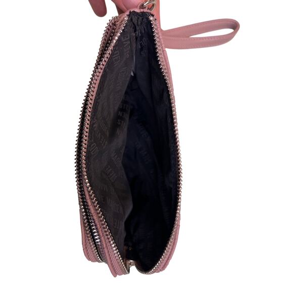 Steve Madden SM BTRELL Double Zip Monogram Checkered Mauve Wristlet Clutch New - Picture 4 of 4